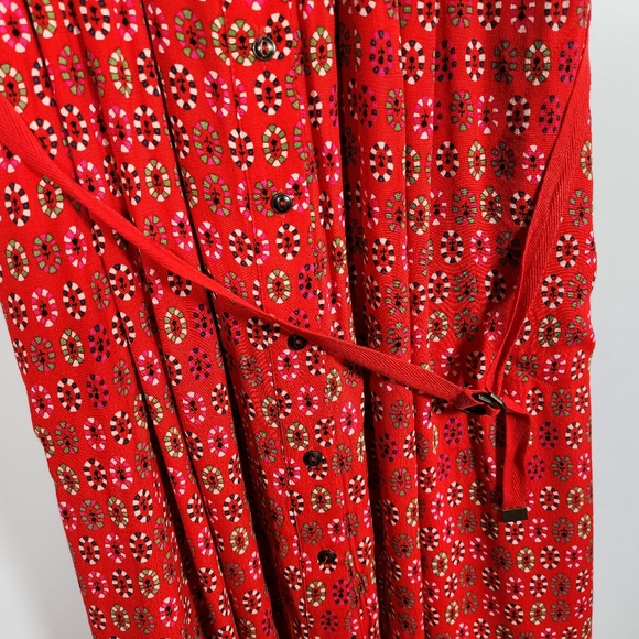 Maeve Anthropologie Red Daisy Midi Shirtdress US 6 - Picture 8 of 15